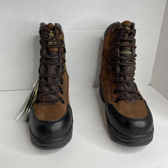 Golden Retriever Brown Women’s Nubuck Leather Comp Toe Boots NIB Size 9 1/2 - Picture 3 of 11